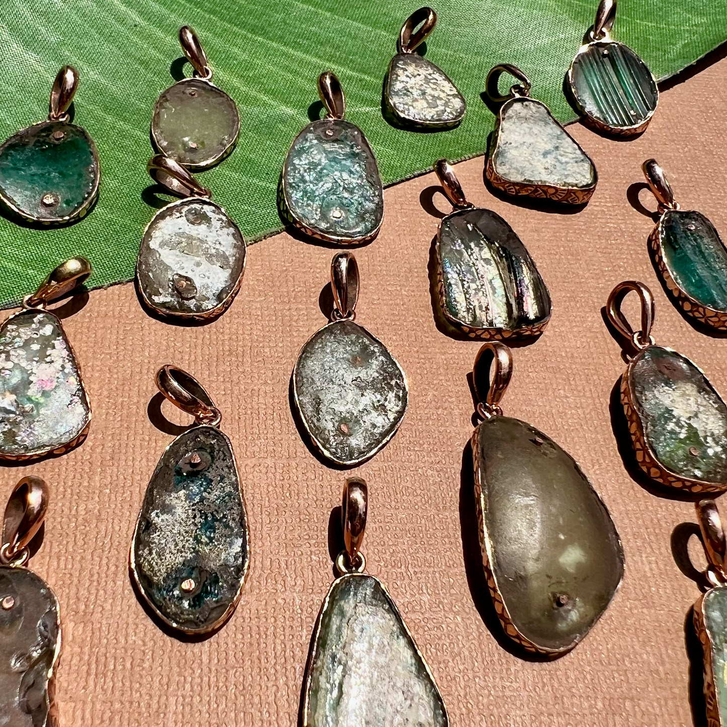 Roman Glass Ovalesque Pendants - 1 Piece