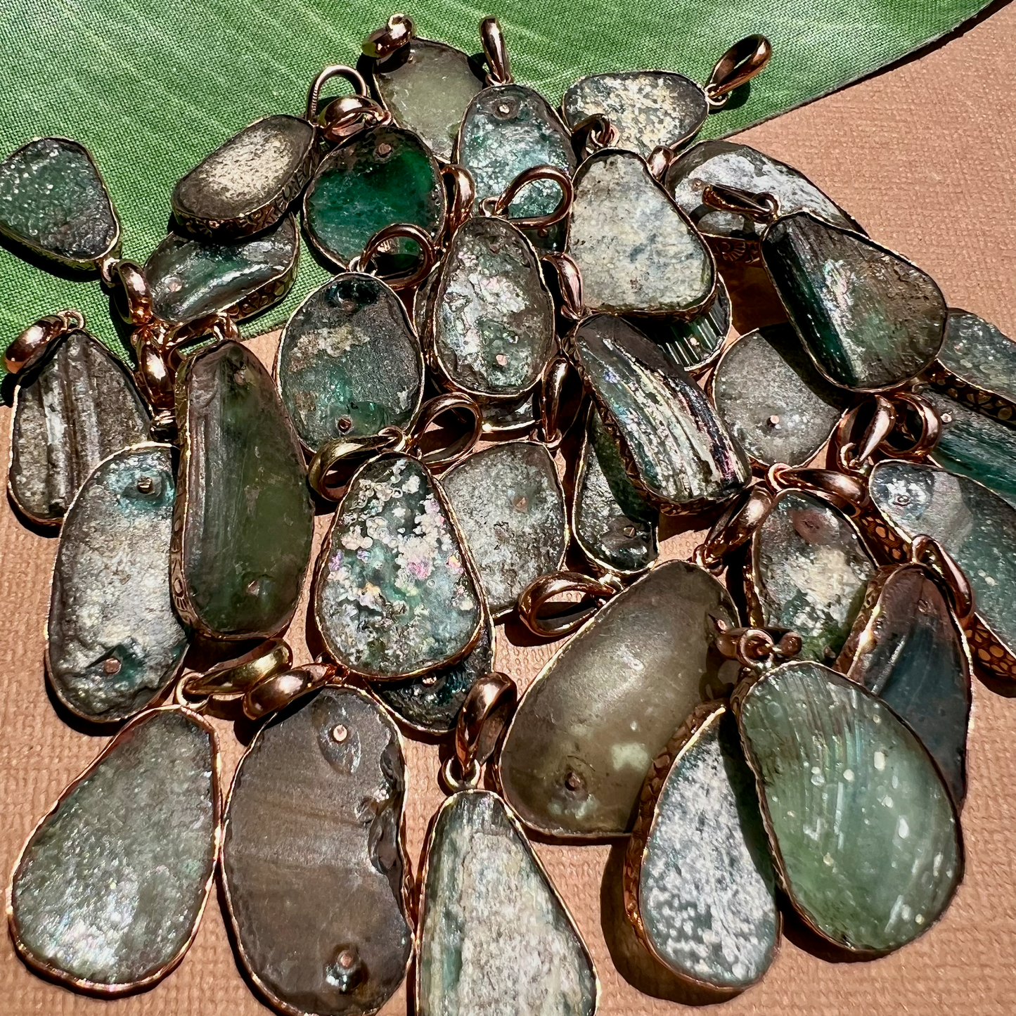 Roman Glass Ovalesque Pendants - 1 Piece