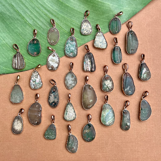 Roman Glass Ovalesque Pendants - 1 Piece