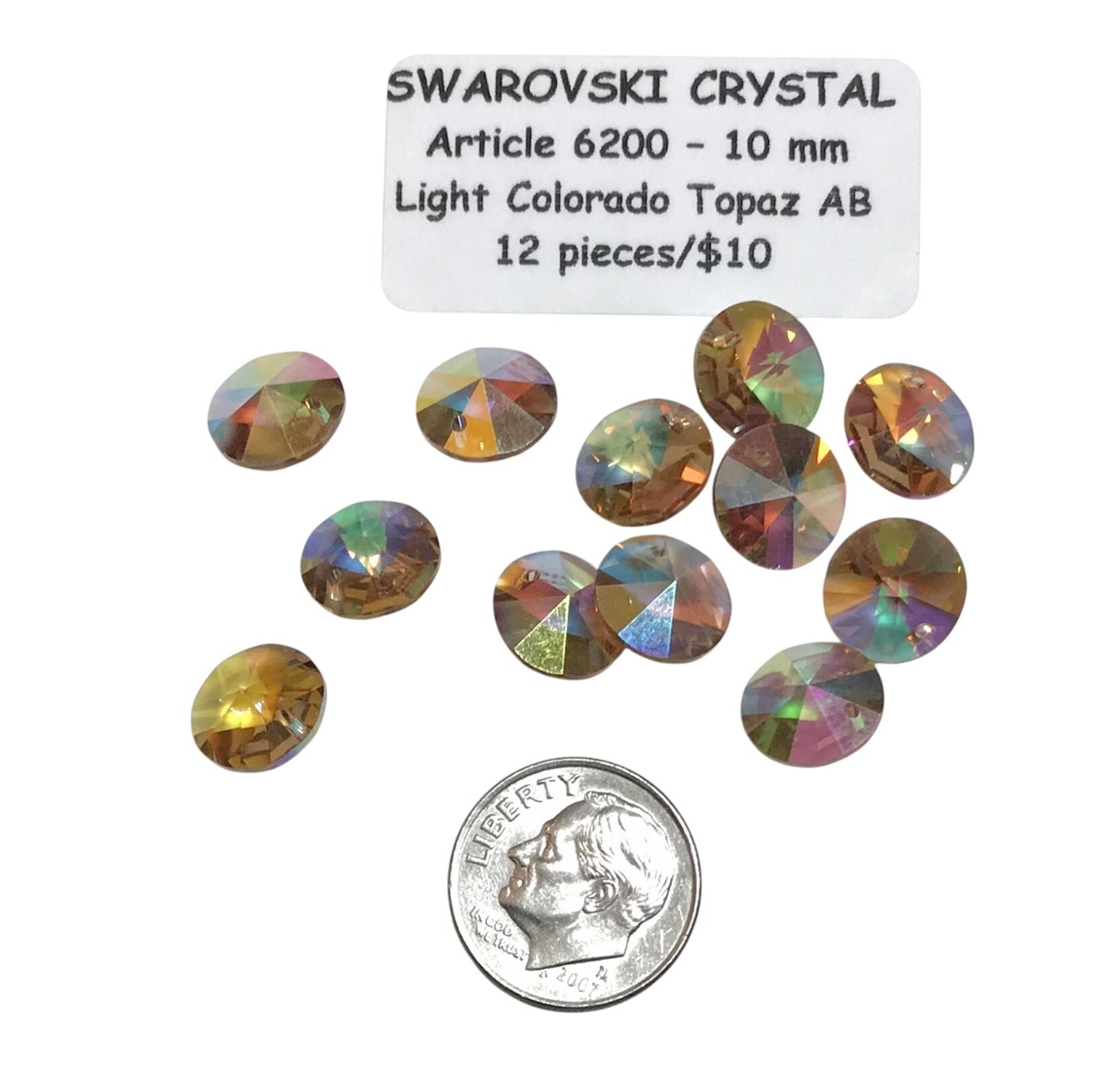 Swarovski Crystal Beads/Pendants - Article 6200 - 10mm – Light Colorado Topaz AB