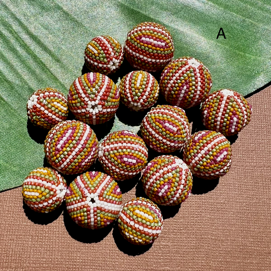 Pink Green Orange (Size 15) Beaded Beads