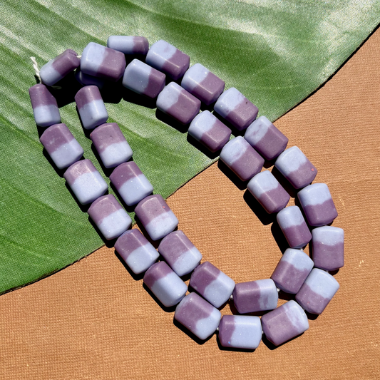 Purple Two Tone Rectangular Beads - 50 Pieces