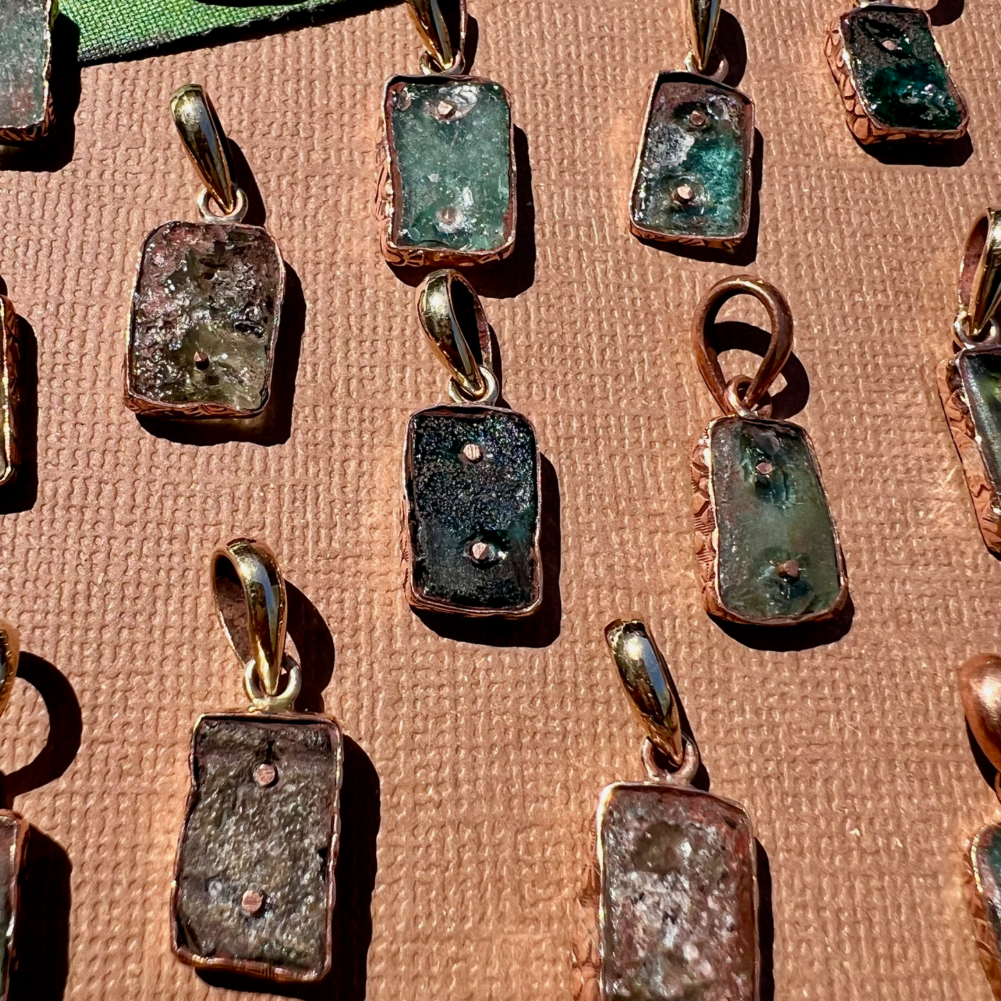 Roman Glass Rectangle Pendants - 1 Piece