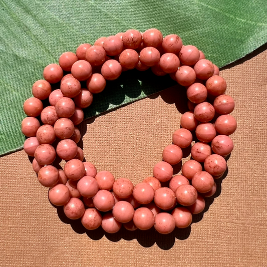 Rose Pink & Copper Druk 8mm Beads - 100 Pieces