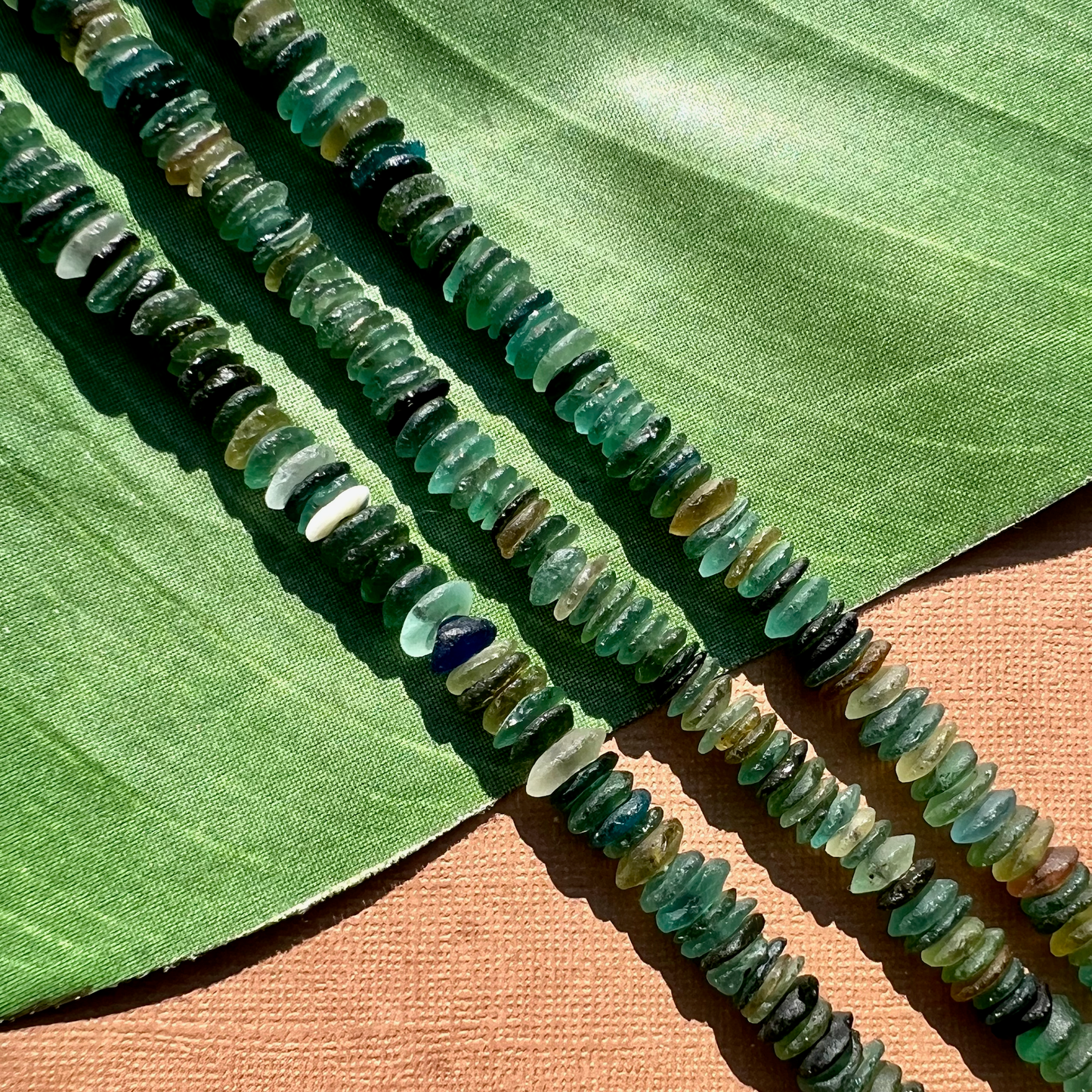 Roman Glass 8mm Saucer Bead Strands