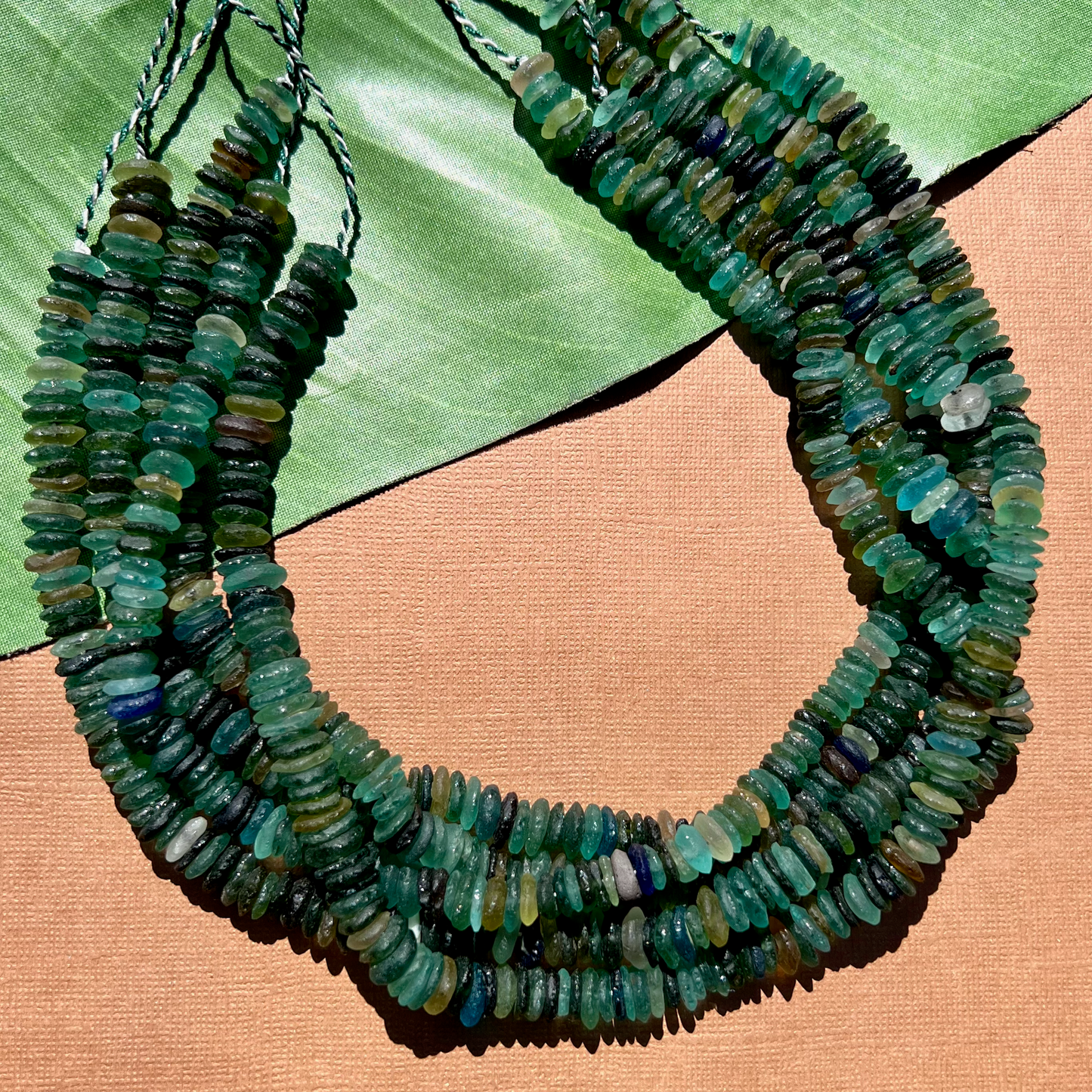 Roman Glass 8mm Saucer Bead Strands