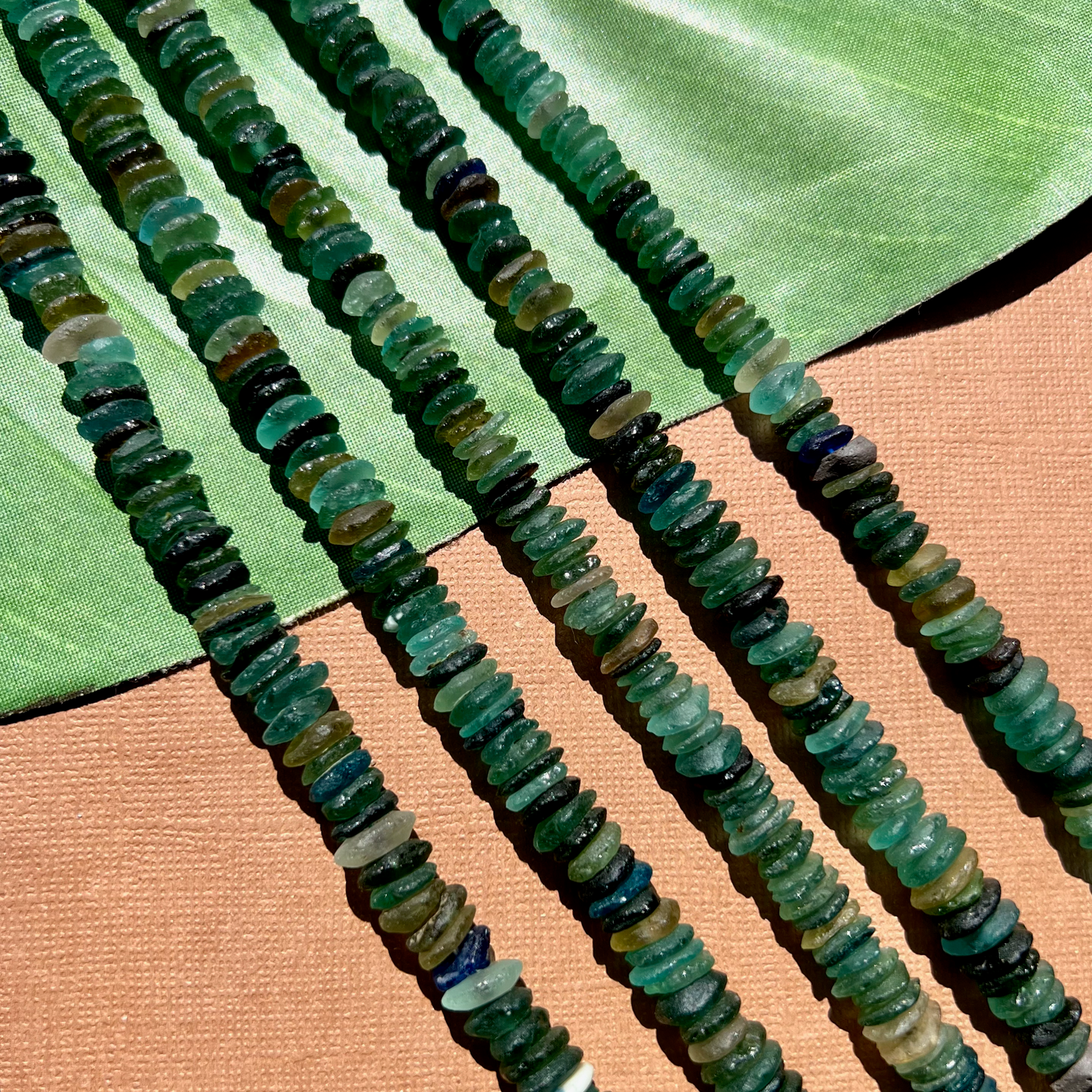 Roman Glass 8mm Saucer Bead Strands