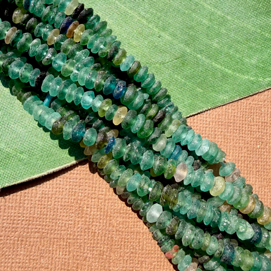 Roman Glass Saucer 4mm - 6mm Bead Strands
