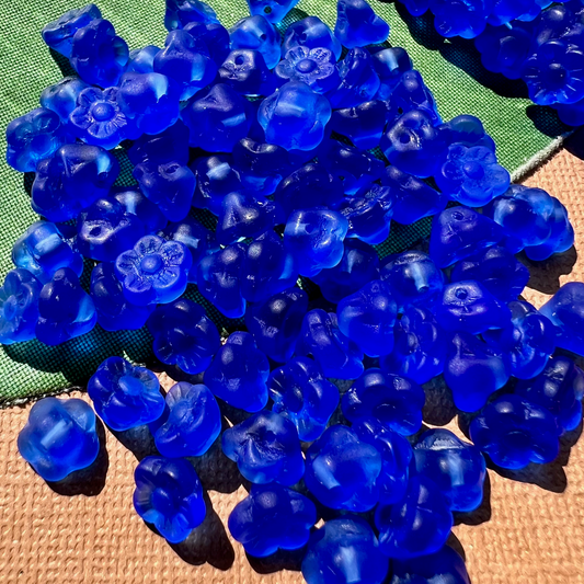 Blue Matte Flower Shank Buttons - 50 Pieces