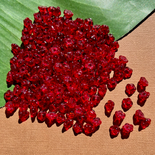 Red Flower Shank Buttons - 50 Pieces