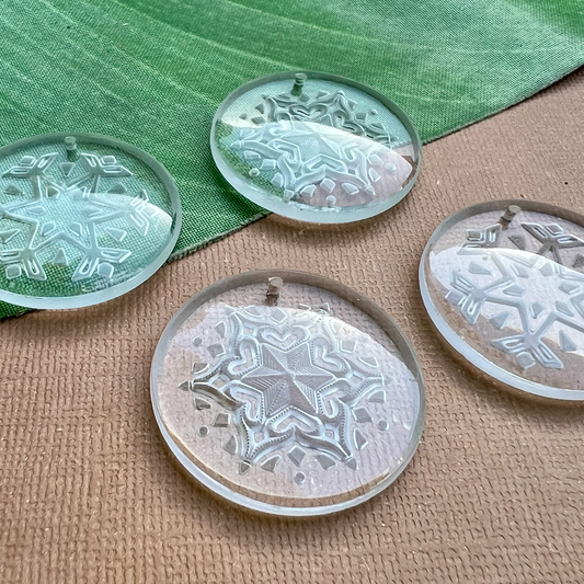 Vintage West German Snowflake Crystal Pendants 35mm - 1 Piece