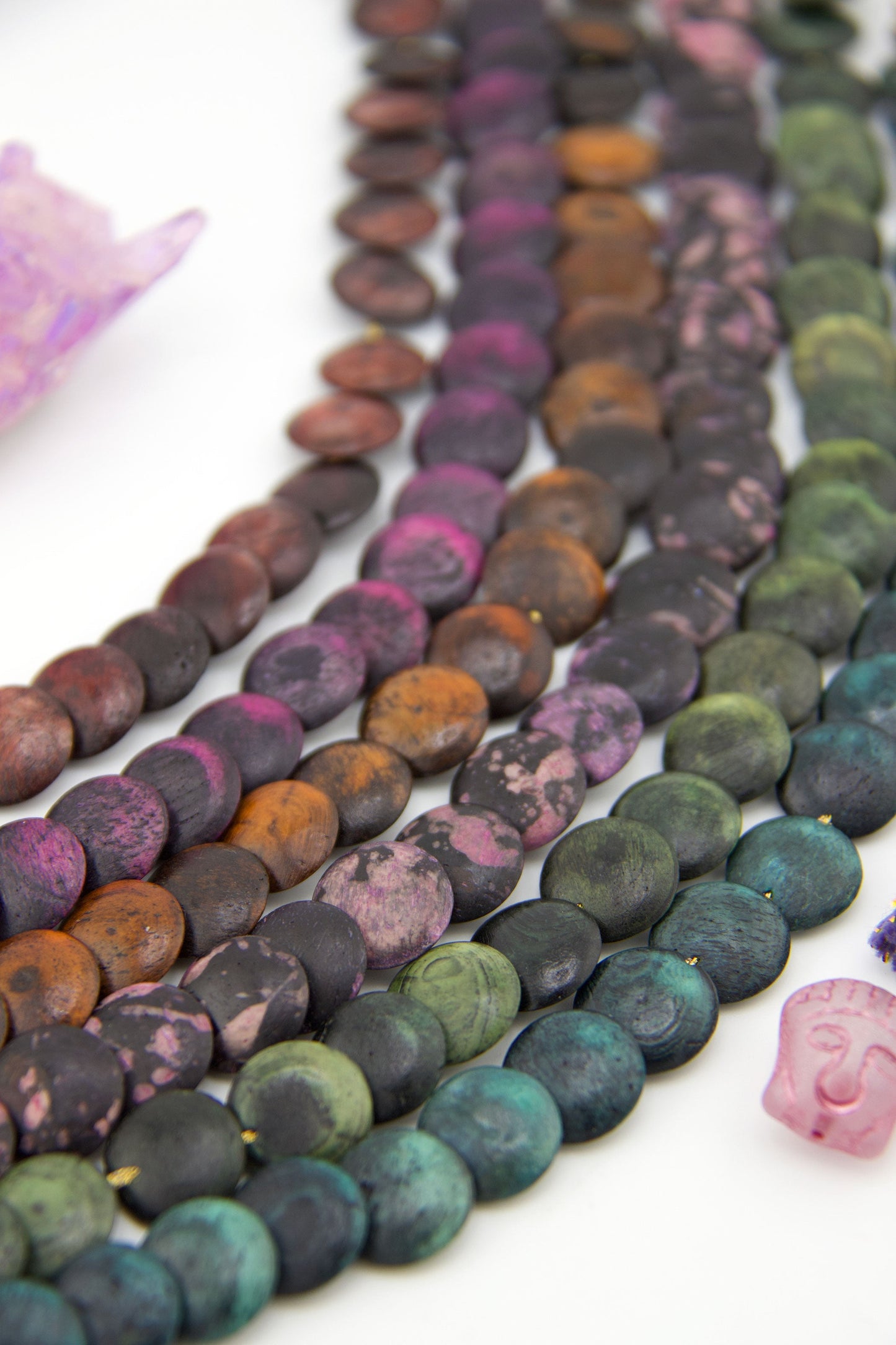 Bead Bundle: Cascading Eclipse Coin Bone Beads, 6 Strands, 12mm, 138 beads