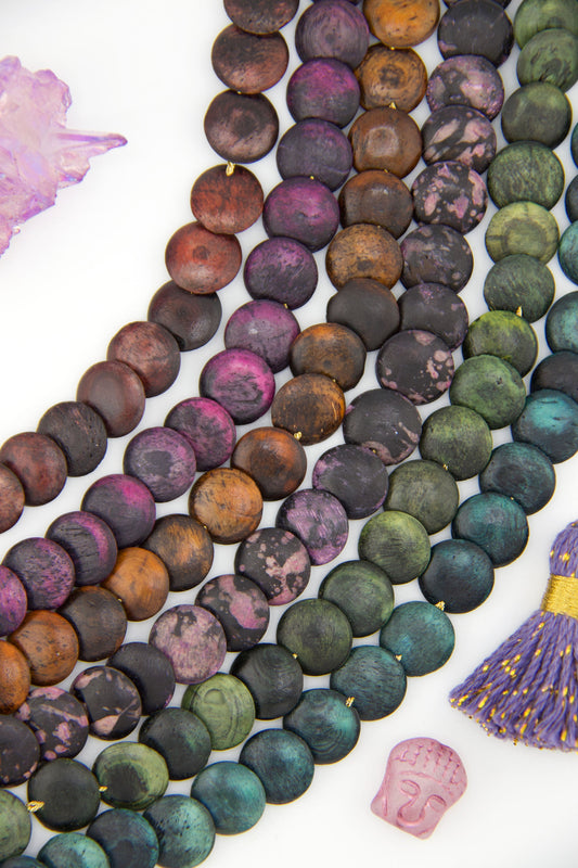 Bead Bundle: Cascading Eclipse Coin Bone Beads, 6 Strands, 12mm, 138 beads