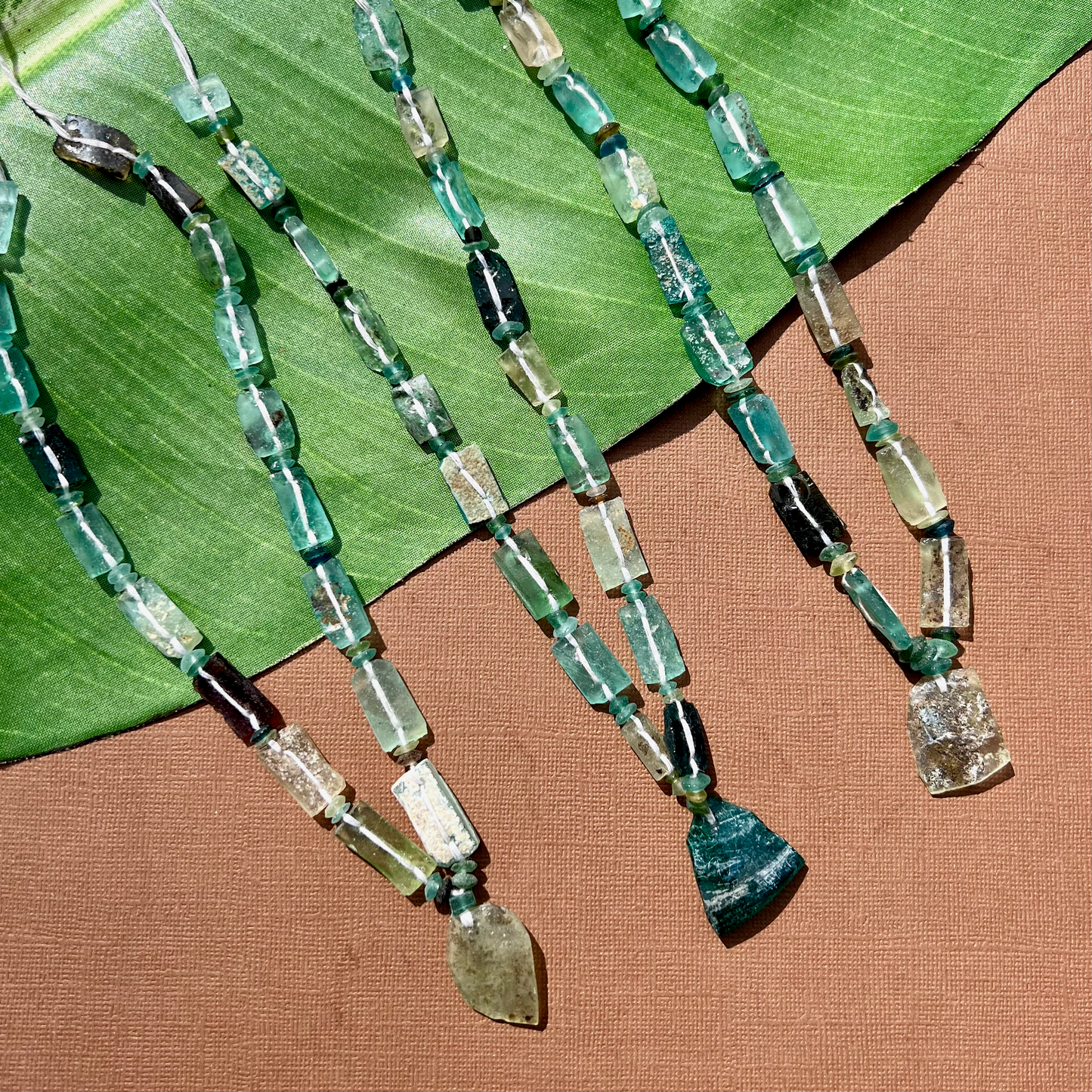 Roman Glass Flat Rectangle Bead Strands