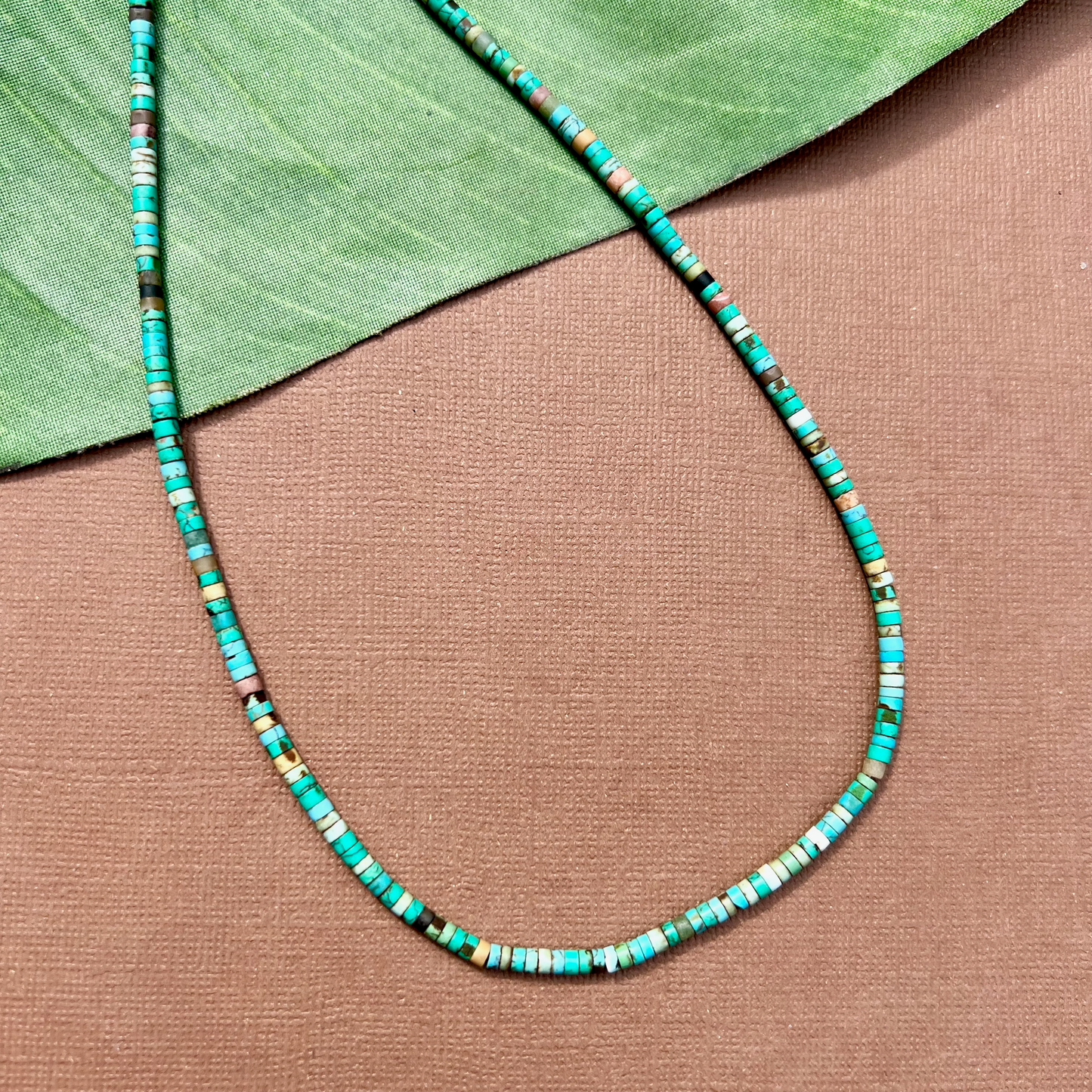 Turquoise Matrix Heishi Strands - 1 Strand