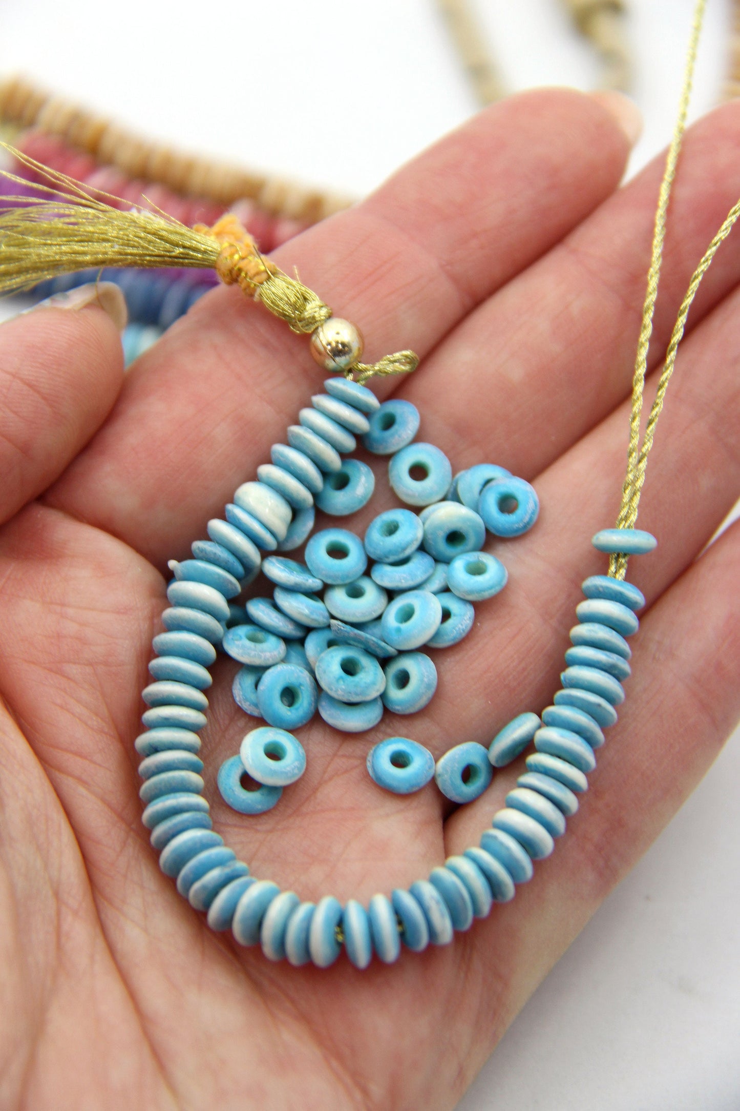 Assorted Earthy Tones: Bone Beads, 6x2mm, Saucer Heishi Discs