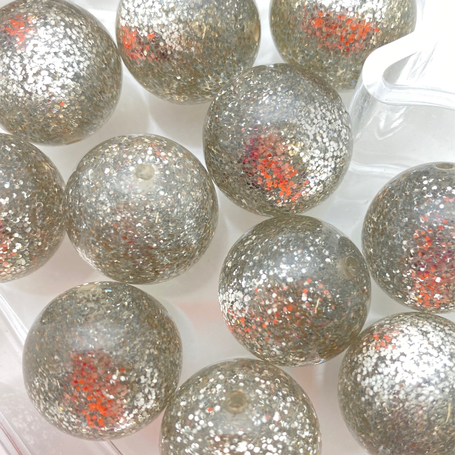Glitter Round 20mm Silver