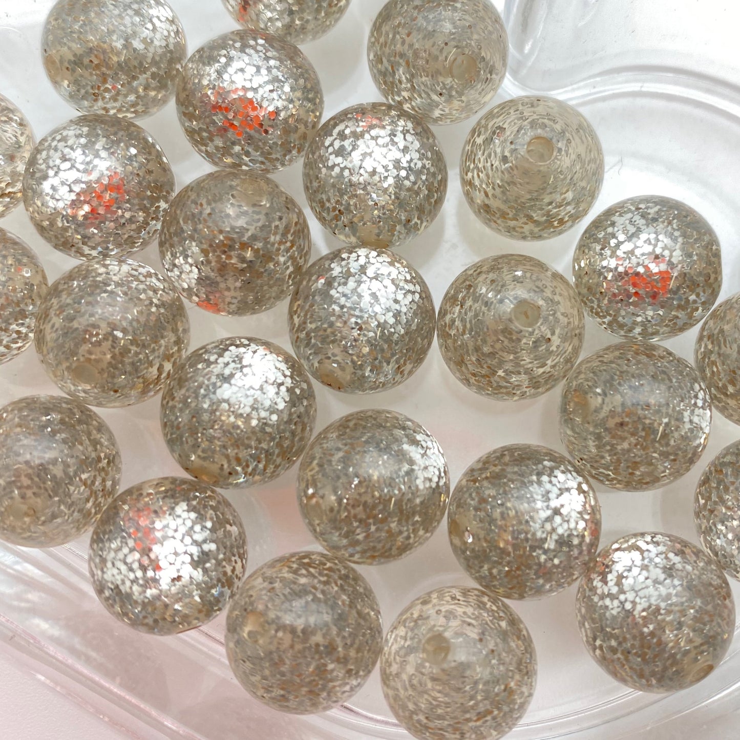 Glitter Round 12mm Silver