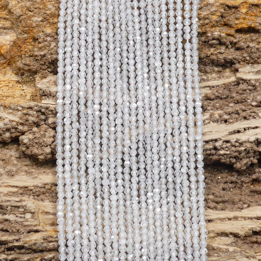 White / Clear Zircon Micro Faceted Round 2mm