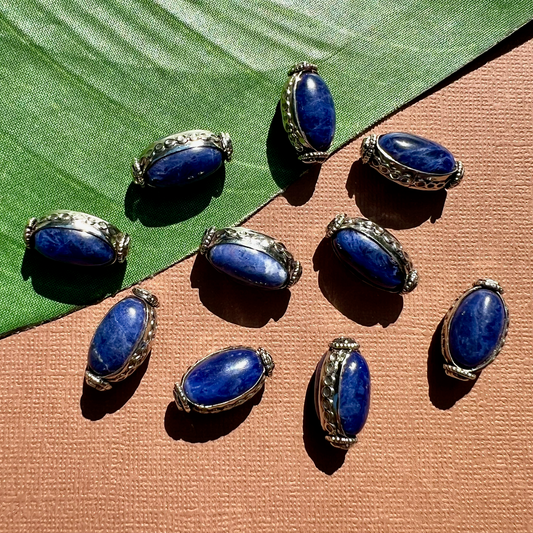 Sodalite & White Metal Beads