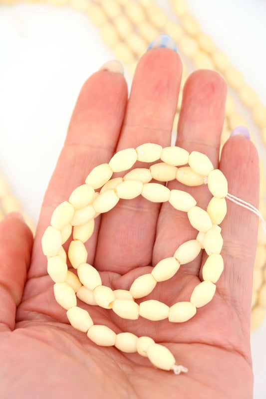 6x10mm Off-White, Cream Barrel Spacer Bone Beads, 47 Beads