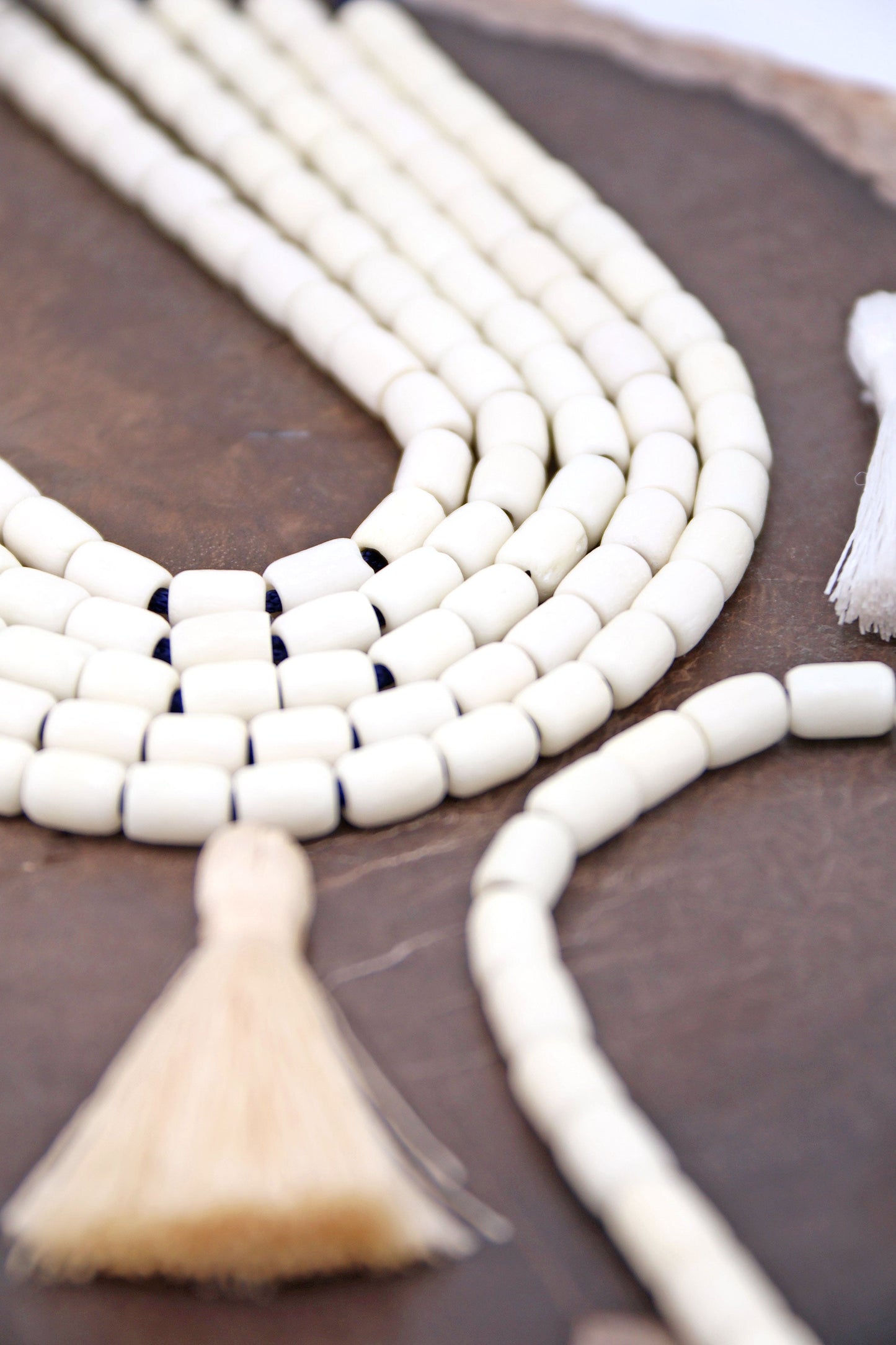 5x7mm White/Cream Barrel Spacer Bone Beads, 30 Beads