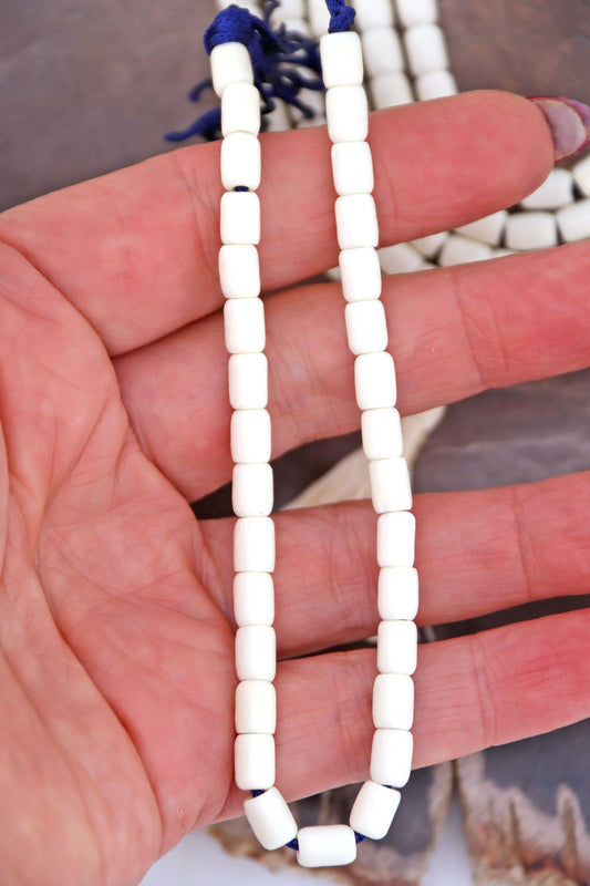 5x7mm White/Cream Barrel Spacer Bone Beads, 30 Beads