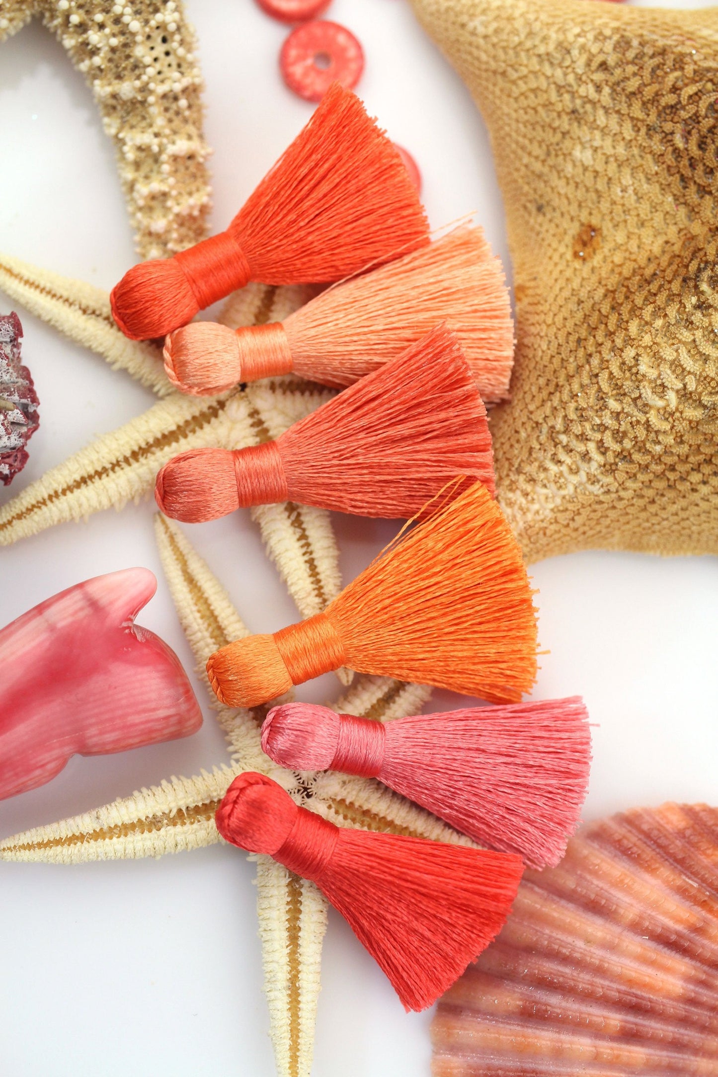 Living Coral Mix: Mini Silky Jewelry Making Tassels, 1.25" Earring Tassels
