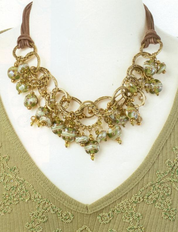 10503401 - Seven Green w/Silver Foil Rondelle Beads