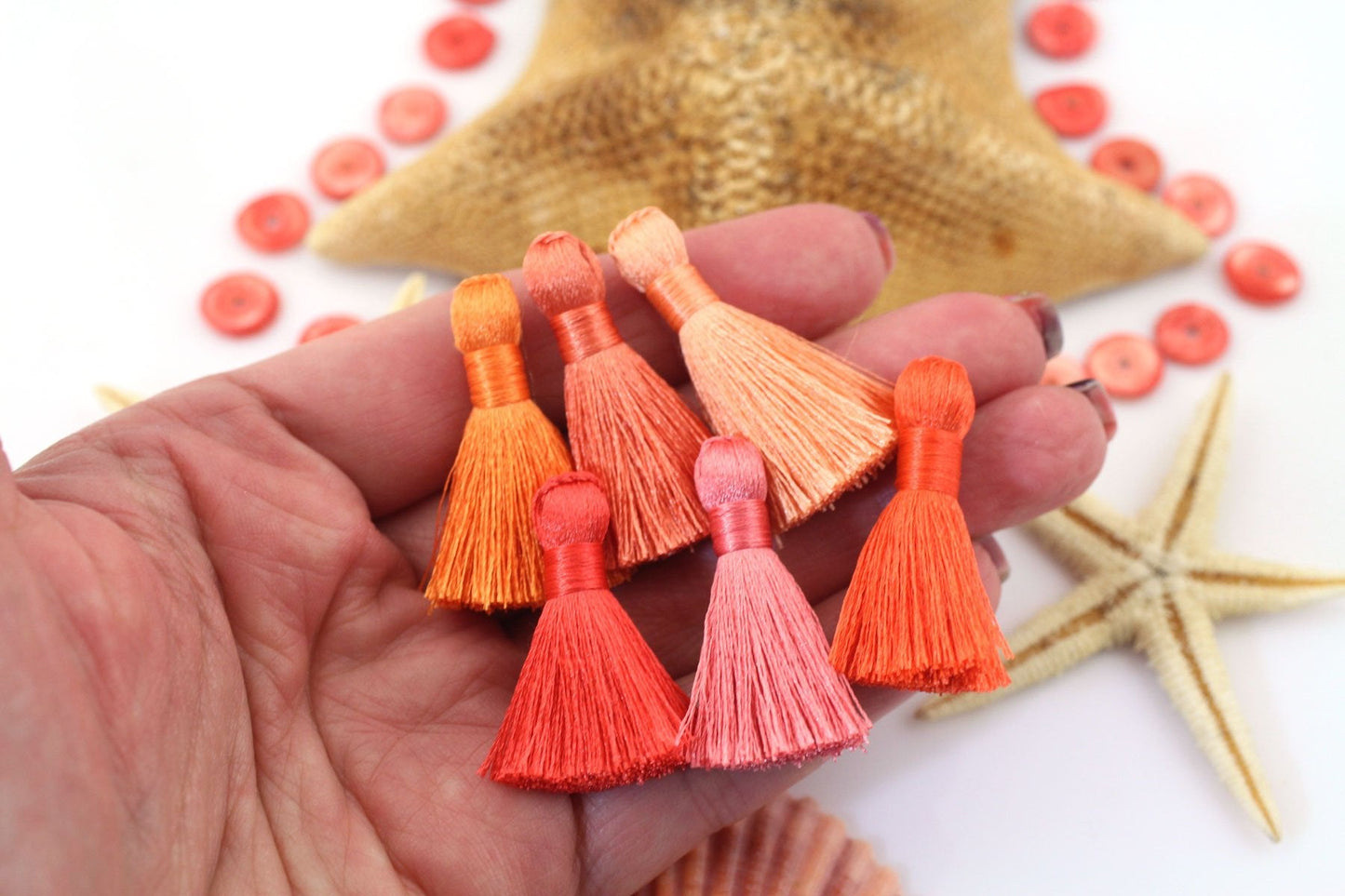 Living Coral Mix: Mini Silky Jewelry Making Tassels, 1.25" Earring Tassels