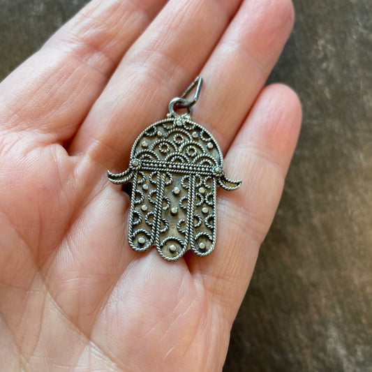 Sterling Silver Khamsa Amulet made in Bali - Rita Okrent Collection (NP014)