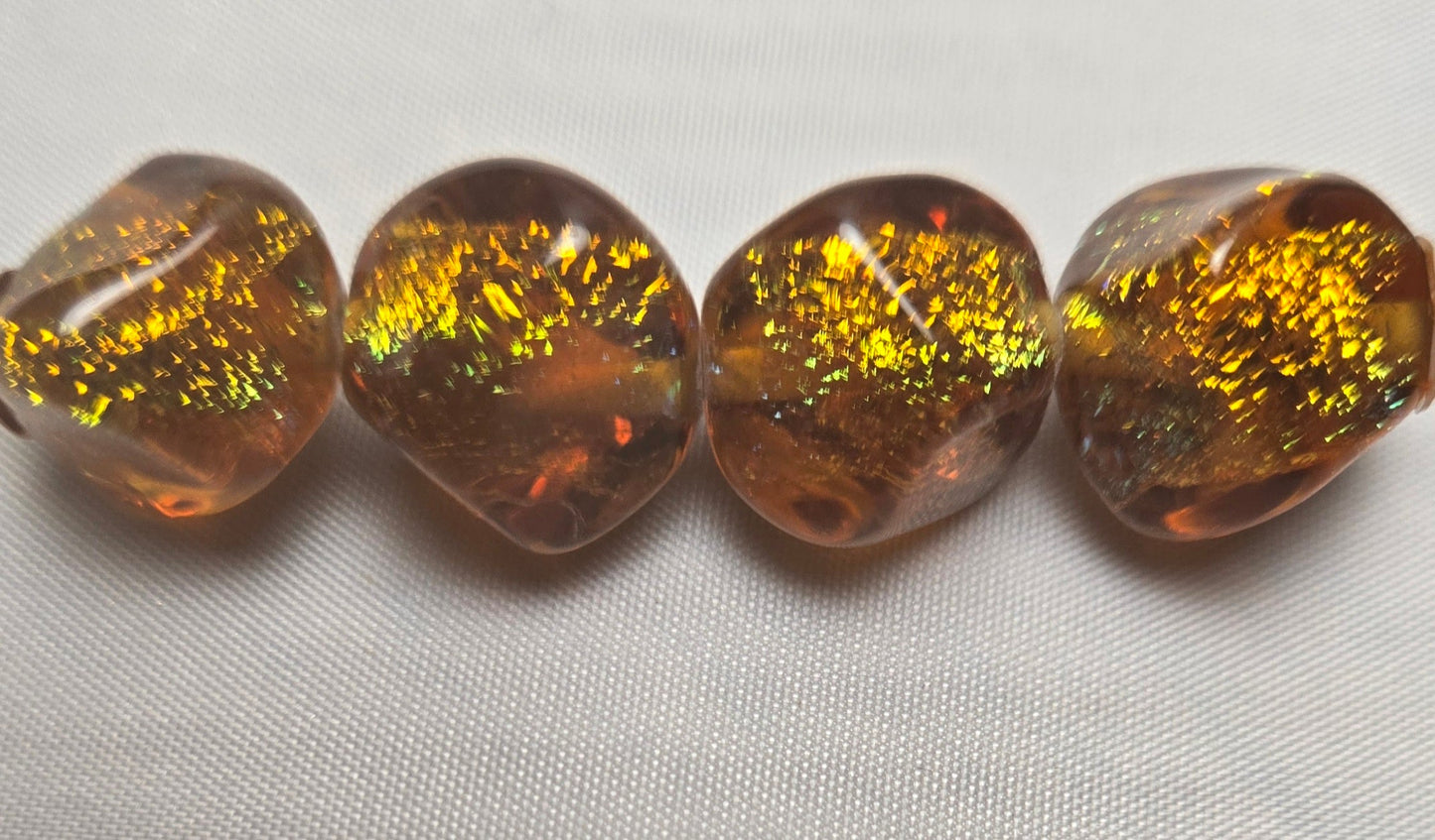 Light Amber Rainbow Dichroic Glass Bead