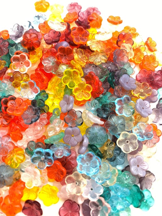 Vintage Glass Flowers Cap 8mm Purple Opaline