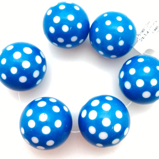 Round 22mm Polka Dot Blue/white