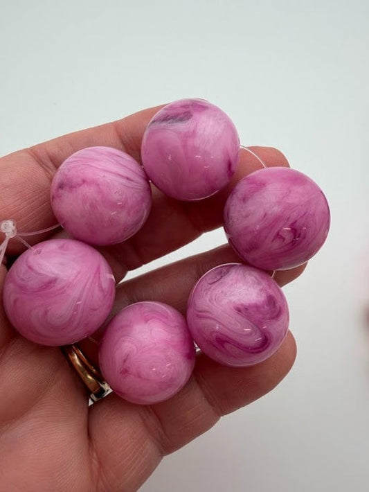 Round 22mm Pink Plum Marble