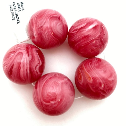 Round 22mm Raspberry Marble