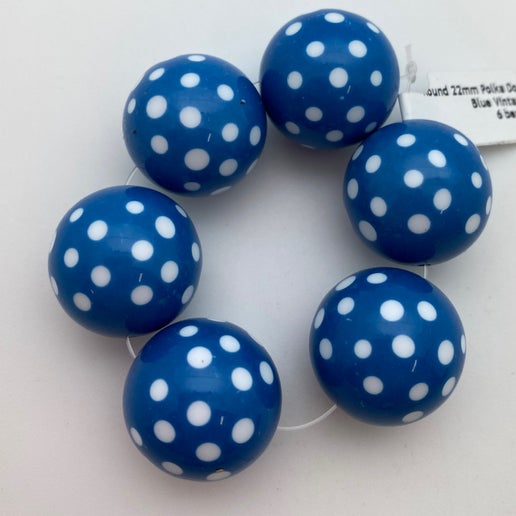 Round 22mm Polka Dot Slate Blue/white