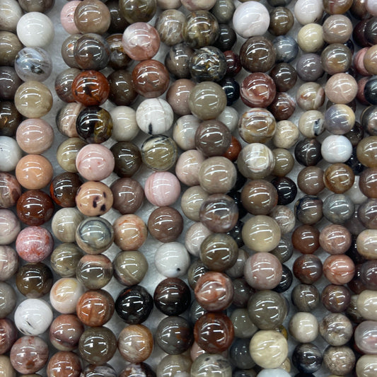 Petrified Wood (XinJiang,CN), Round 6mm 8mm