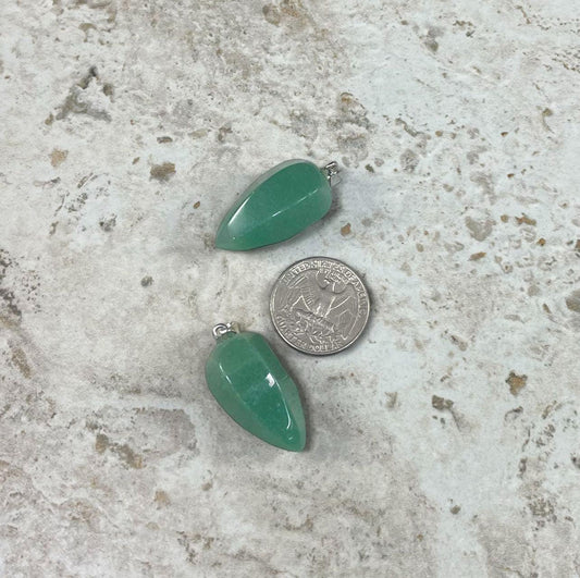 Green Aventurine, Cut Point Pendant, 15x30mm (1pc)