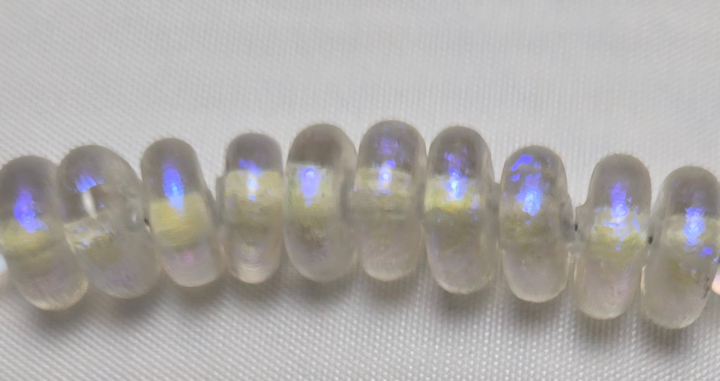 Purple Clear Dichroic Glass Rondelle Beads
