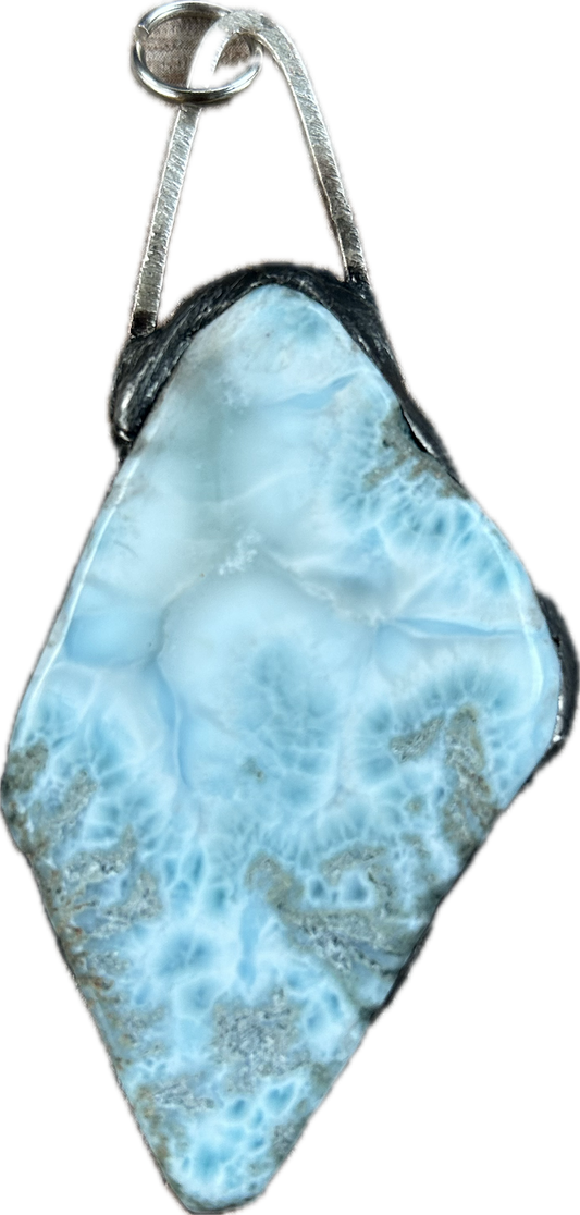 Larimar Soft Soldered Pendant with 2 Soldered Jump Rings