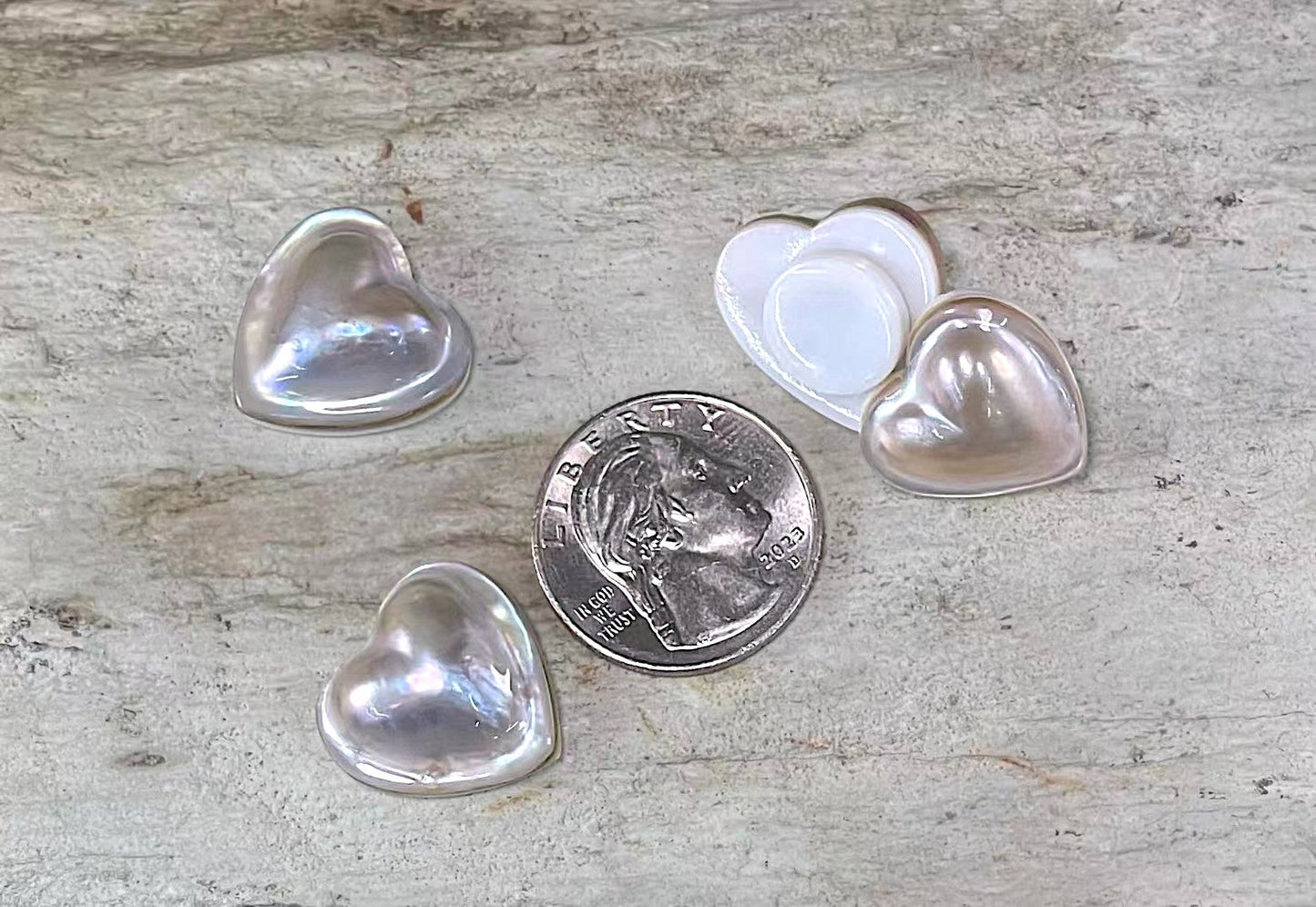 Mabe Pearl Earring, Teardrop & Heart Shape, Magnetic Earring clip on Non Pierced, Pair Earring, w/ Mother of Pearl Magnets clip Earrings
