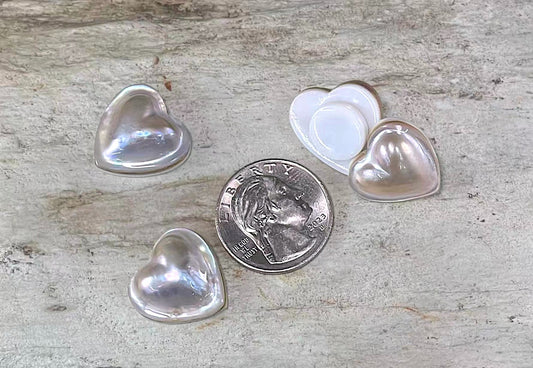 Mabe Pearl Earring, Teardrop & Heart Shape, Magnetic Earring clip on Non Pierced, Pair Earring, w/ Mother of Pearl Magnets clip Earrings