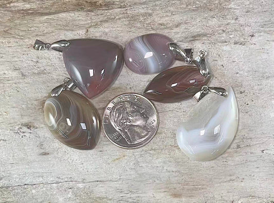 Botswana Agate, Freeform Pendant, (1pc)