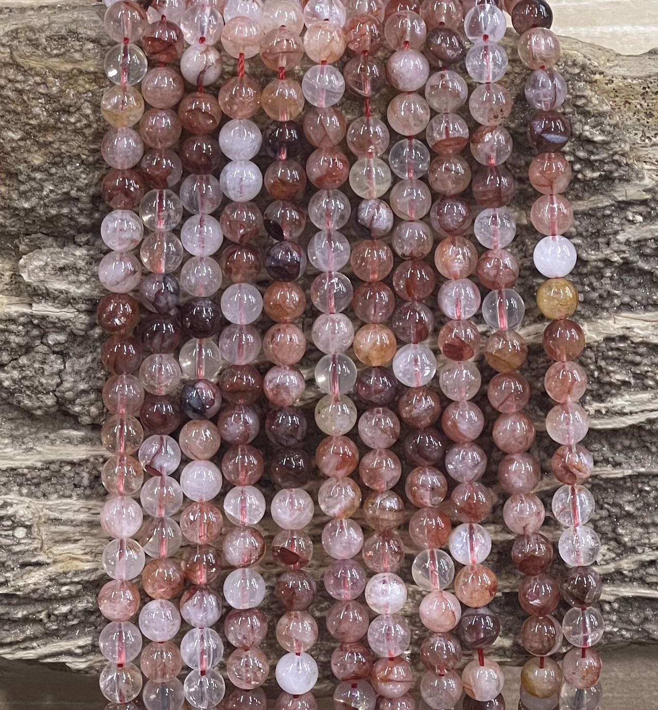 Red Azeztulite Quartz aka Hematoid Quartz, Round 6mm 8mm