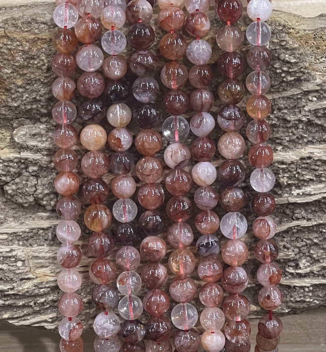 Red Azeztulite Quartz aka Hematoid Quartz, Round 6mm 8mm