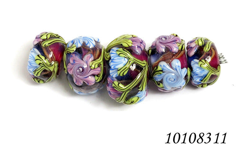 10108311 - Five Graduated Grace's Garden Rondelle Beads