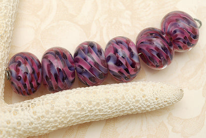 10109121 - Six Mulberry Hard Candy Rondelle Beads