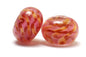 10109221 - Six Pink Hard Candy Rondelle Beads