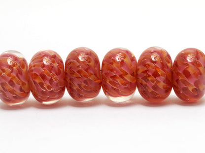 10109221 - Six Pink Hard Candy Rondelle Beads